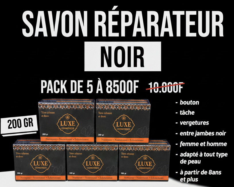 Savon noir correcteur de bouton et tâches sur la peau /  Commande minimale 1 pack ( 5 savons )