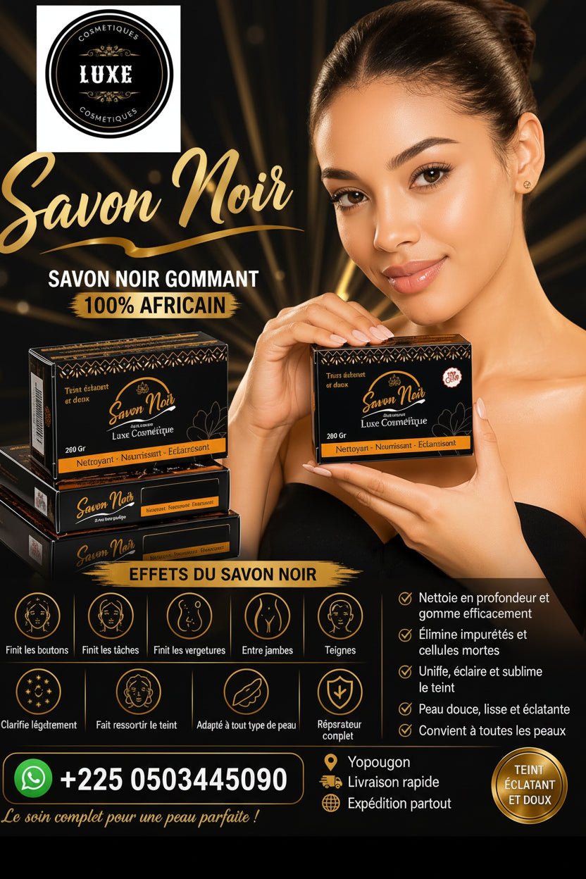SAVON NOIR gommant et correcteur / Tout type de peau / Commande minimale 3